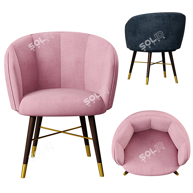 Pink Velvet Accent Chair - Cult Furniture 3D model image 3