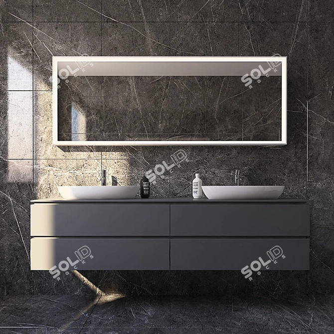 Contemporary Mirror Bathroom Set 3D model image 1