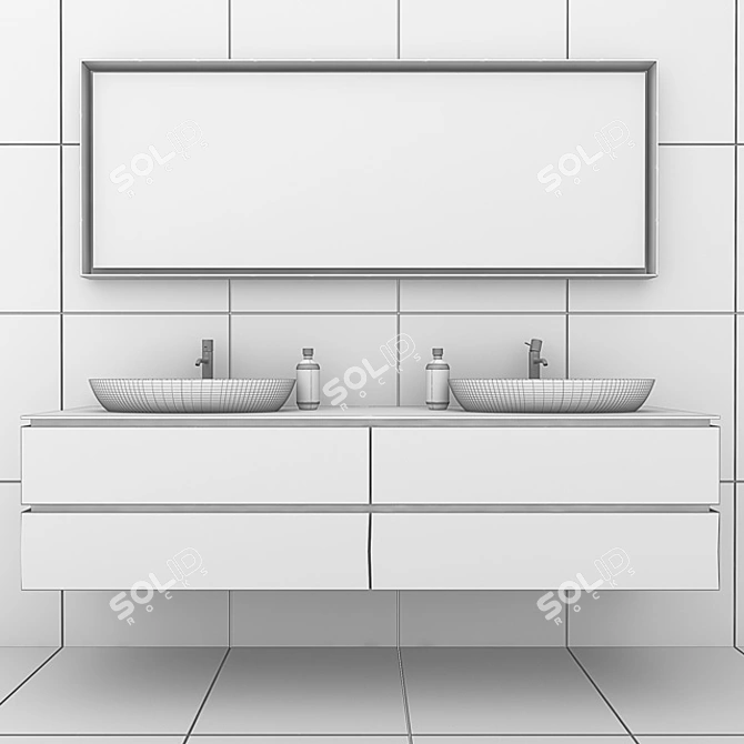 Contemporary Mirror Bathroom Set 3D model image 3