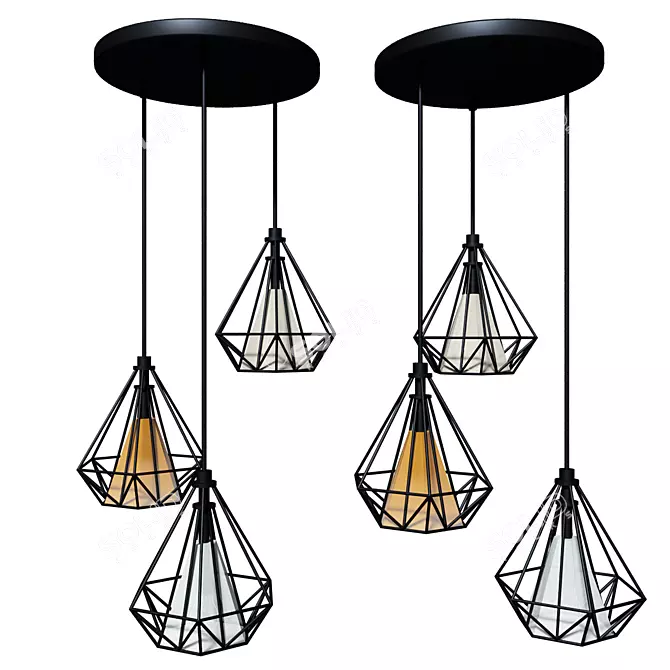 Industrial Loft Chandelier 3D model image 1