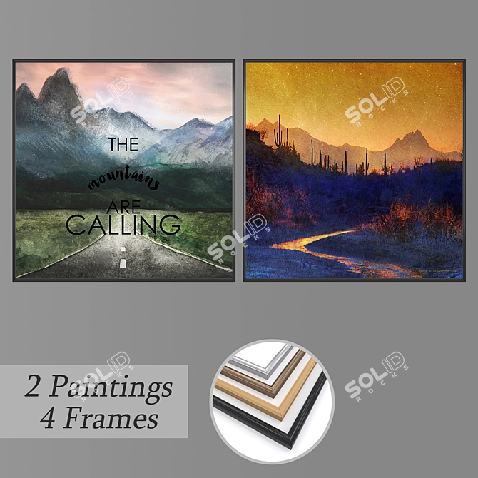 Eclectic Wall Art Set with Versatile Frames 3D model image 1