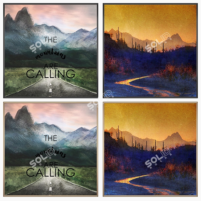 Eclectic Wall Art Set with Versatile Frames 3D model image 2