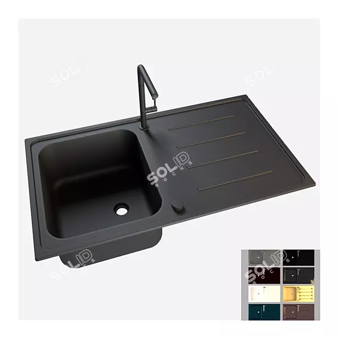 Elegant K500 Kitchen Sink 3D model image 1