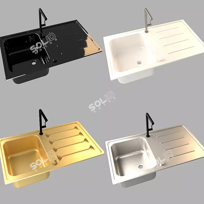 Elegant K500 Kitchen Sink 3D model image 4