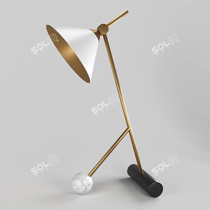 Modern Brass Desk Lamp 3D model image 1