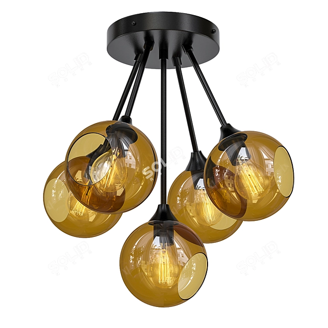 Elegant 5-Light Cluster Globe Pendant 3D model image 1