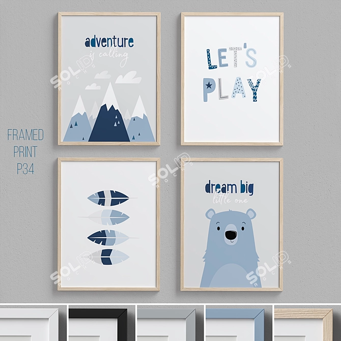 Adventure Blue Nursery Wall Art 3D model image 1