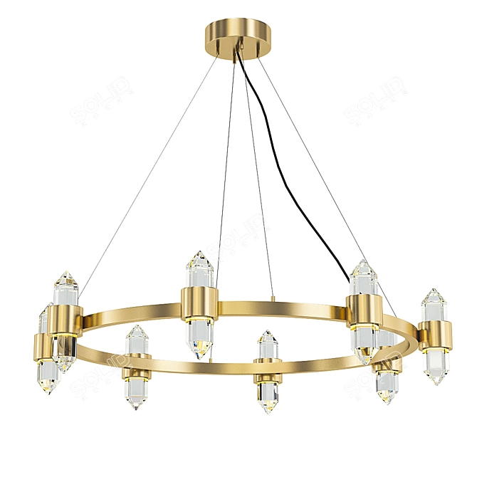 Elegant Brass Crystal Chandelier 3D model image 1