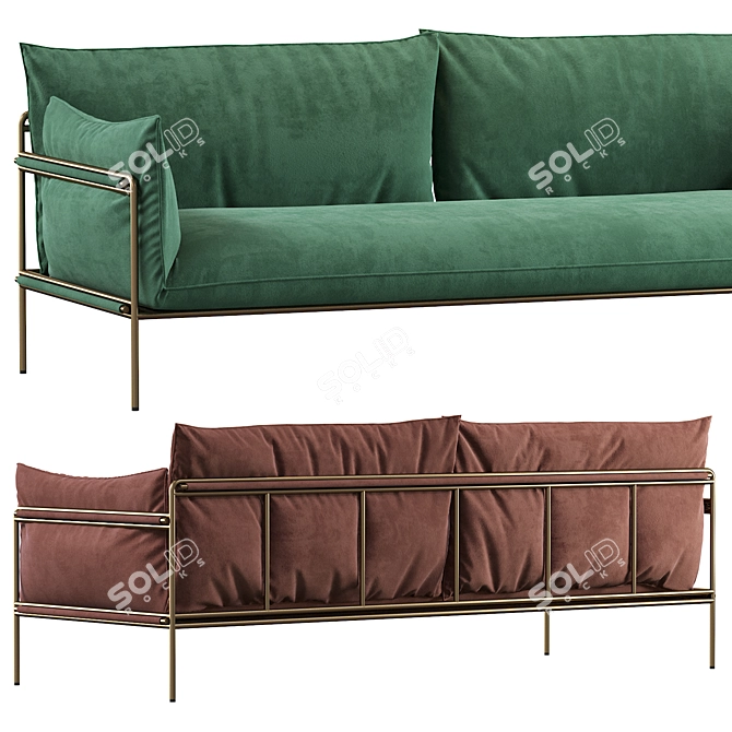 Kaba 2-Seater Outdoor Sofa: Sleek and Stylish Garden Seating 3D model image 3