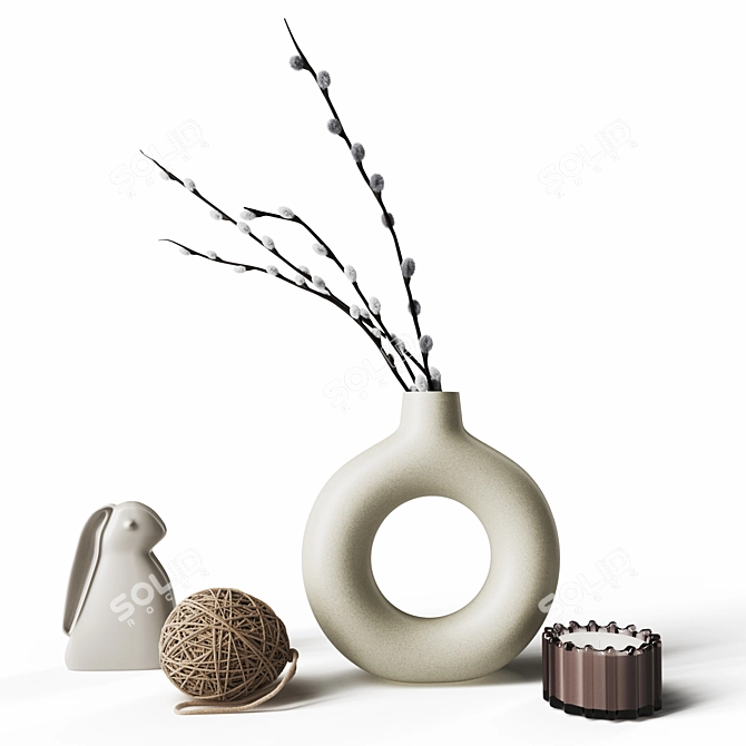 Elegant Willow Decor Set 3D model image 1