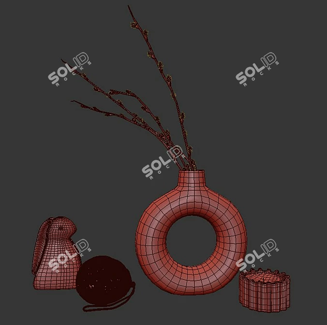 Elegant Willow Decor Set 3D model image 3