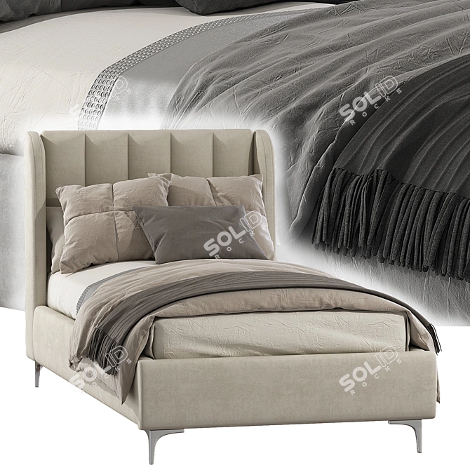 Velvet Single Bed in Blush 3D model image 3