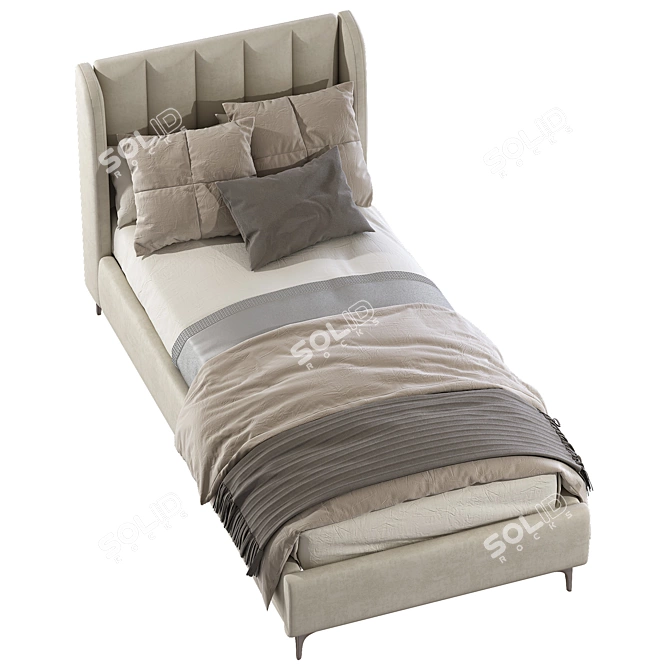 Velvet Single Bed in Blush 3D model image 4