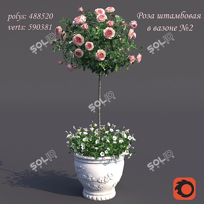 Stunning Potted Rose Bush 3D model image 1