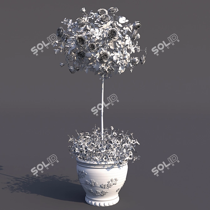 Stunning Potted Rose Bush 3D model image 5