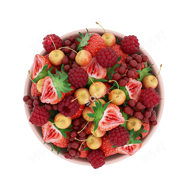 Vibrant Red Berry Bowl: Realistic 3D Model 3D model image 4