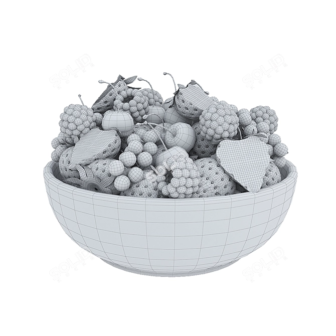 Vibrant Red Berry Bowl: Realistic 3D Model 3D model image 5