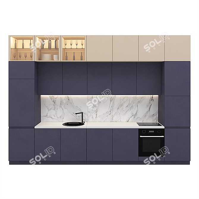 Modern 3D Kitchen Design 3D model image 1