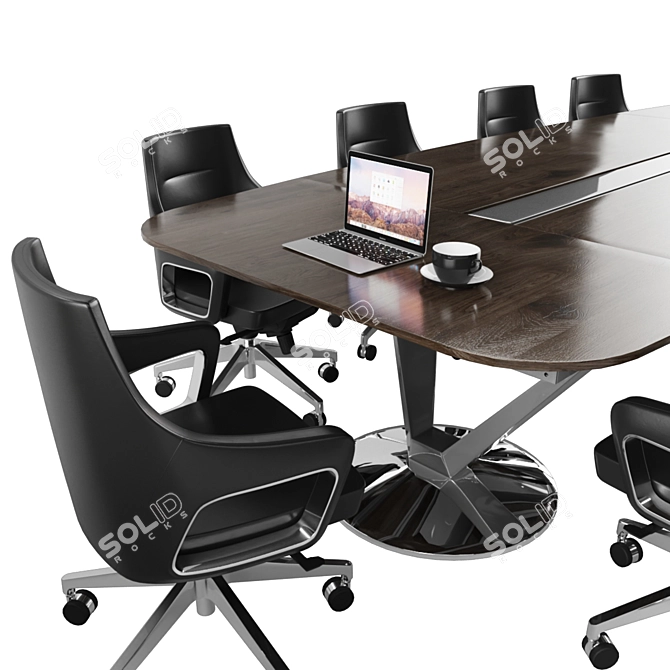 Elegant Meeting Table Set 3D model image 2