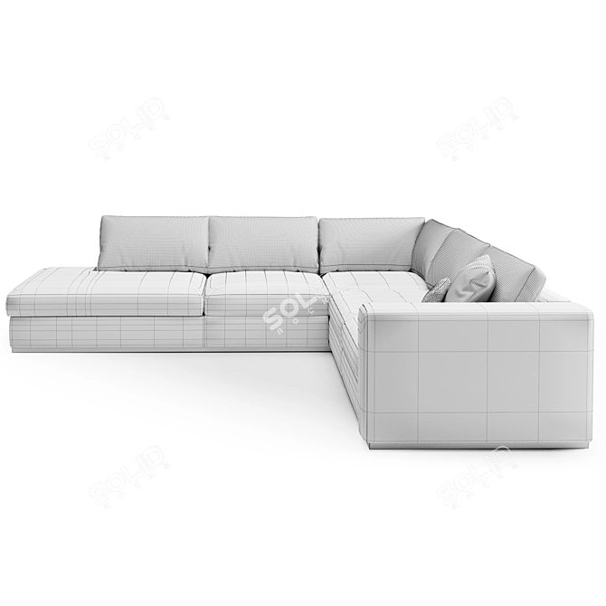 OM RENE: Designer Wood and Fabric Sofa 3D model image 2