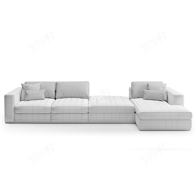 OM RENE 2: Elegant Wood & Fabric Sofa 3D model image 2