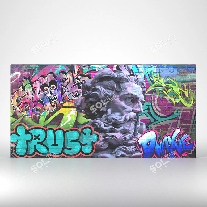 Title: Brick Graffiti: Bold & Vibrant Art 3D model image 1