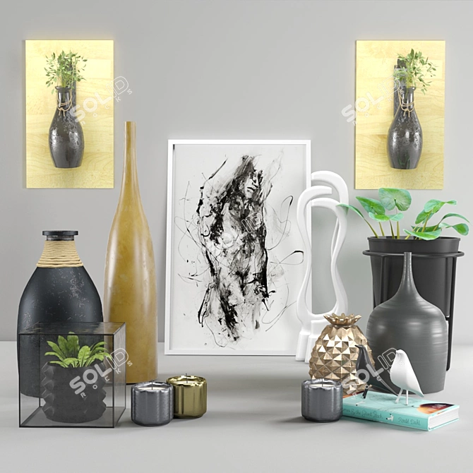 Nature-inspired Home Decor Set 3D model image 1