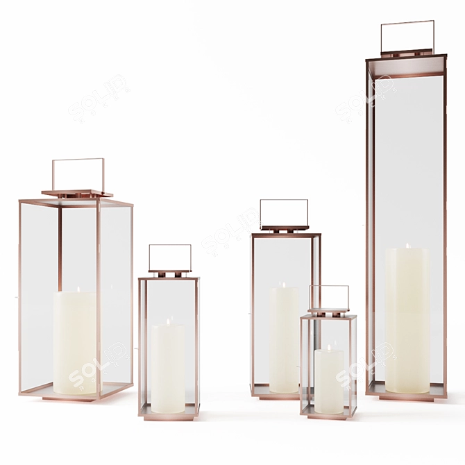 Minimalist Glass Lanterns with Handles 3D model image 2
