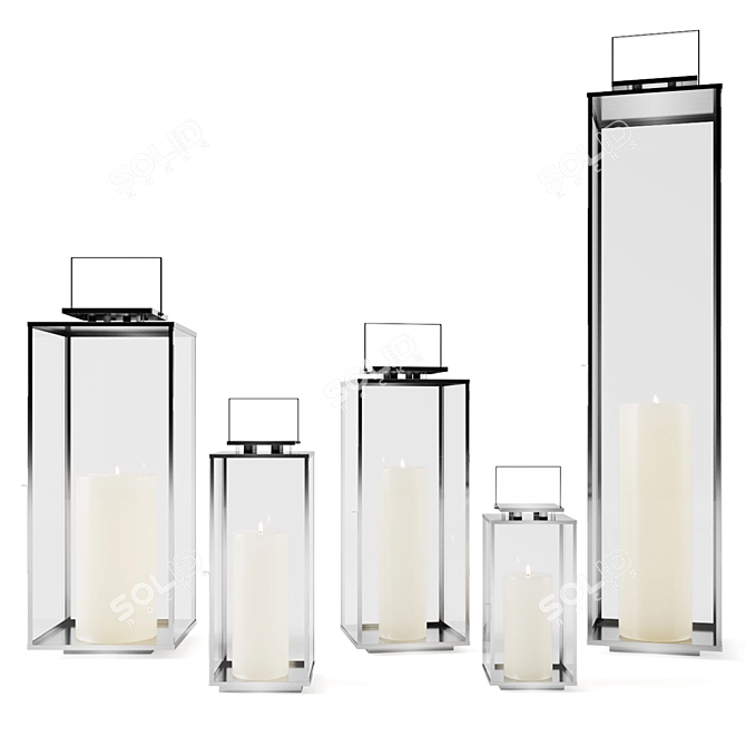 Minimalist Glass Lanterns with Handles 3D model image 3