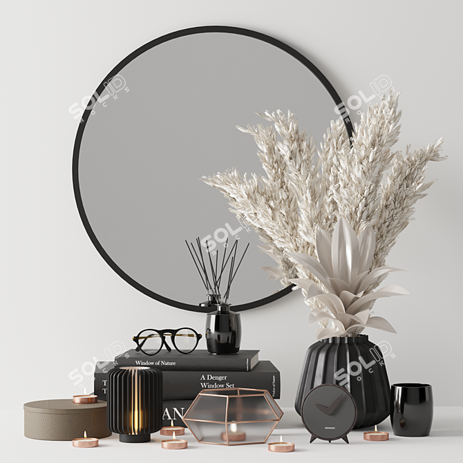 Modern Pampas Grass Decor Set 3D model image 1