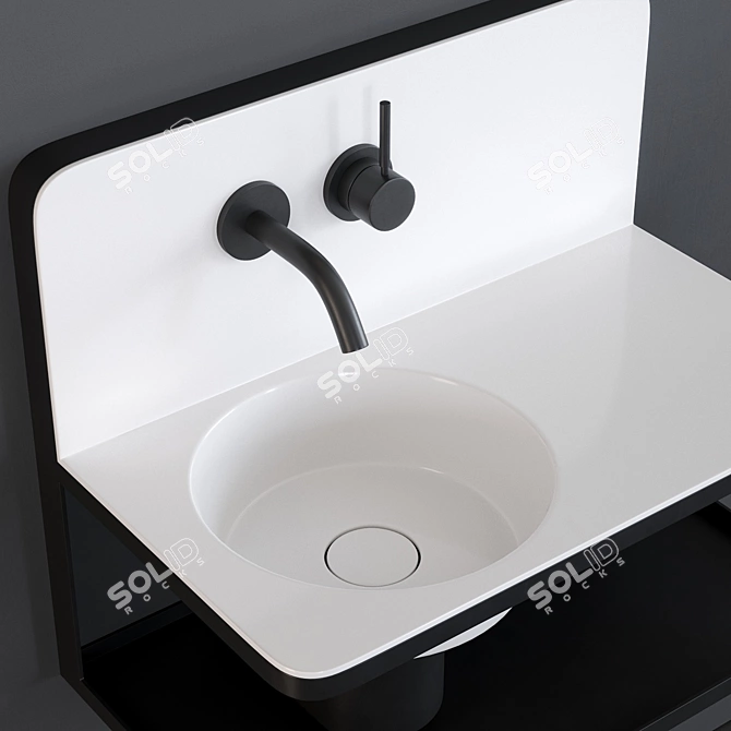 Sleek Steel Wall-mounted Vanity 3D model image 2