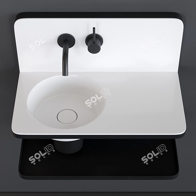 Sleek Steel Wall-mounted Vanity 3D model image 3
