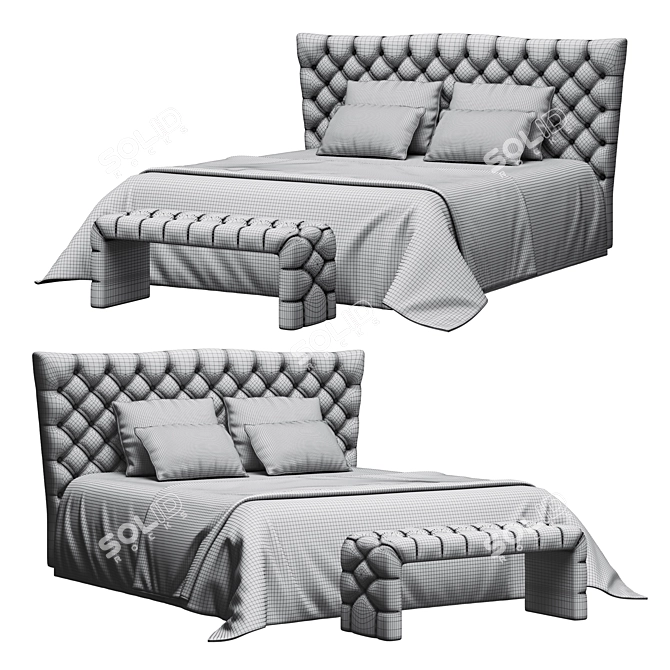 Elegant Juliet Bed with Ottoman 3D model image 2