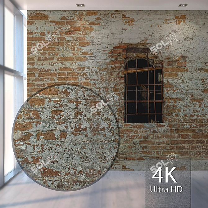 Vintage Window Wall Texture 3D model image 1