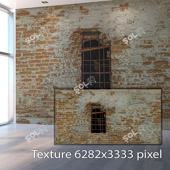 Vintage Window Wall Texture 3D model image 2