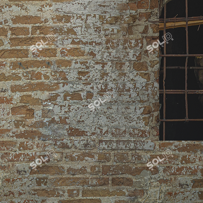 Vintage Window Wall Texture 3D model image 4