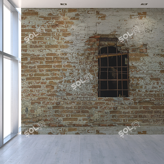 Vintage Window Wall Texture 3D model image 5