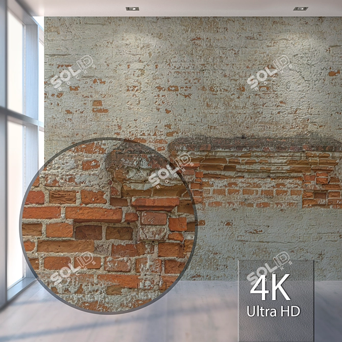 Seamless Brick Wall with Architectural Element 3D model image 1