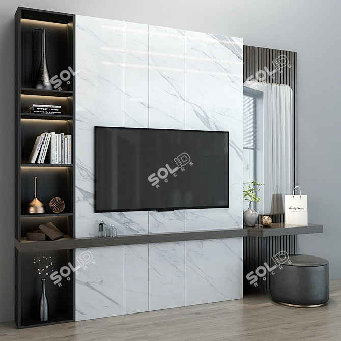 Sleek TV Stand with Storage 3D model image 2