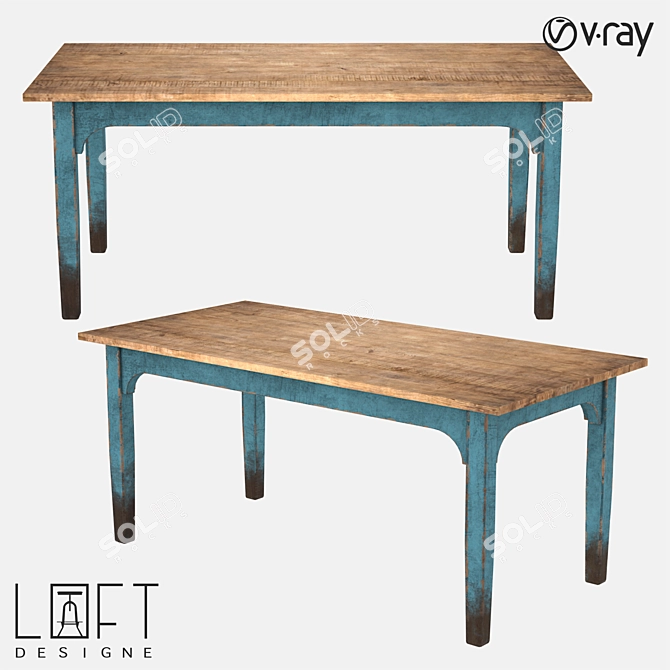 LoftDesigne Wooden Table 60409 3D model image 1