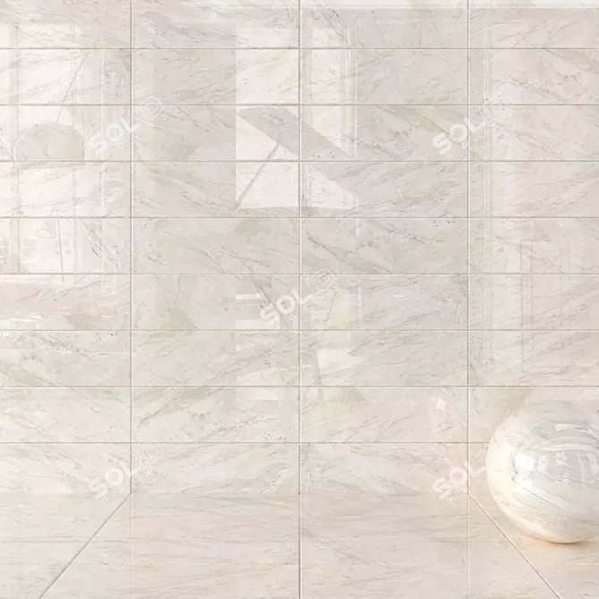 Bergama Cream Wall Tiles: Multi-Texture, High-Definition 3D model image 1