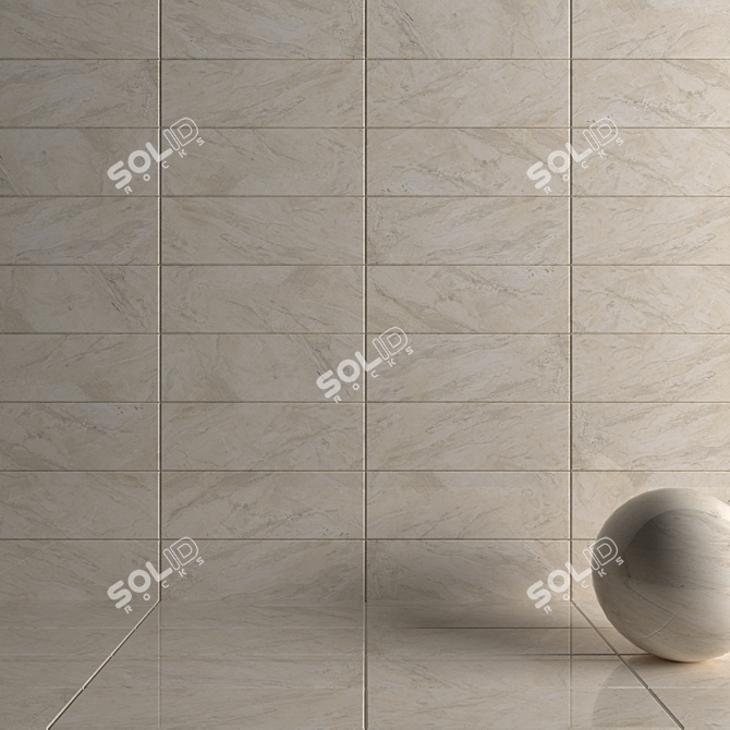 Bergama Cream Wall Tiles: Multi-Texture, High-Definition 3D model image 3