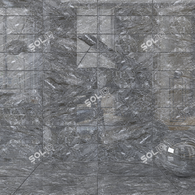 Bergama Anthracite Wall Tiles - Stylish and Modern 3D model image 1