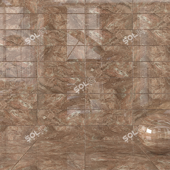 Title: Bergama Brown Wall Tiles: Multi-Texture Elegance 3D model image 1