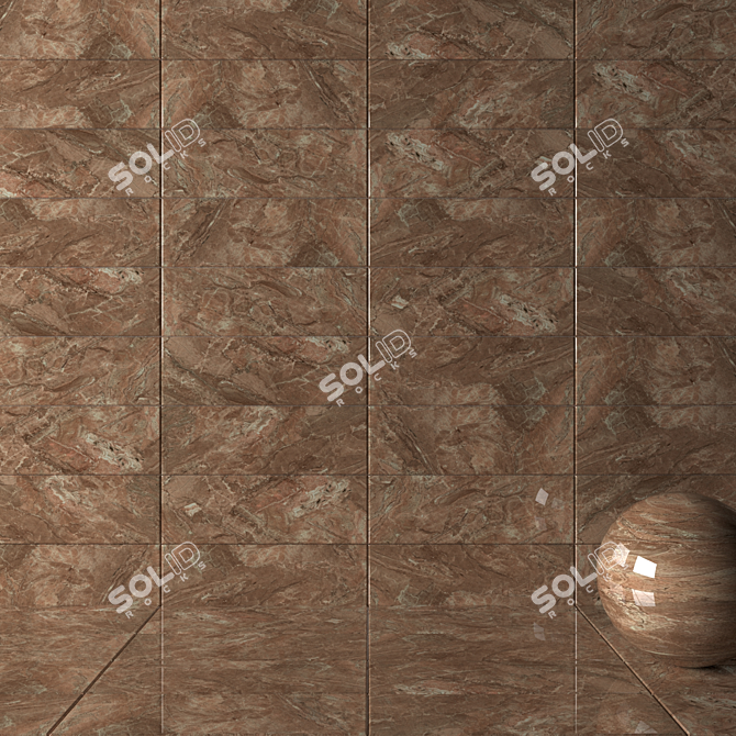 Title: Bergama Brown Wall Tiles: Multi-Texture Elegance 3D model image 2