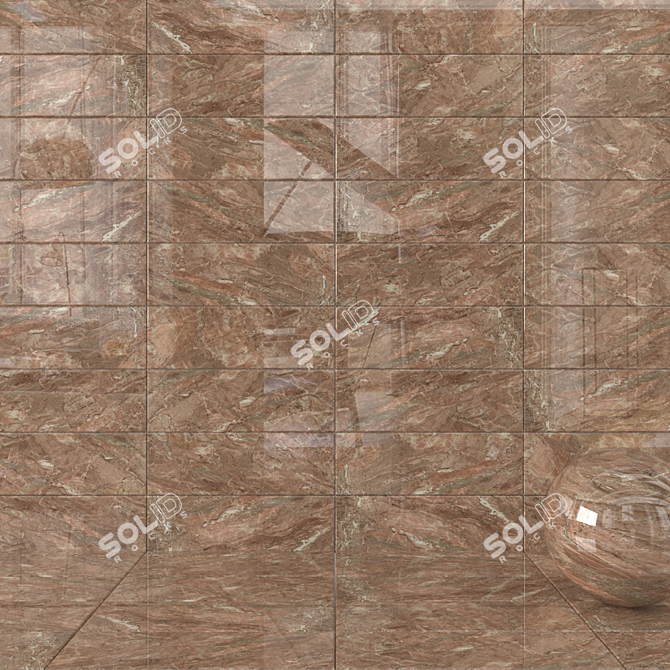 Bergama Brown Wall Tiles - Textured HD 3D Set 3D model image 1