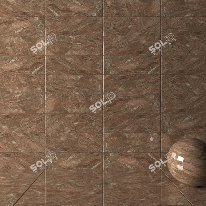 Bergama Brown Wall Tiles - Textured HD 3D Set 3D model image 2