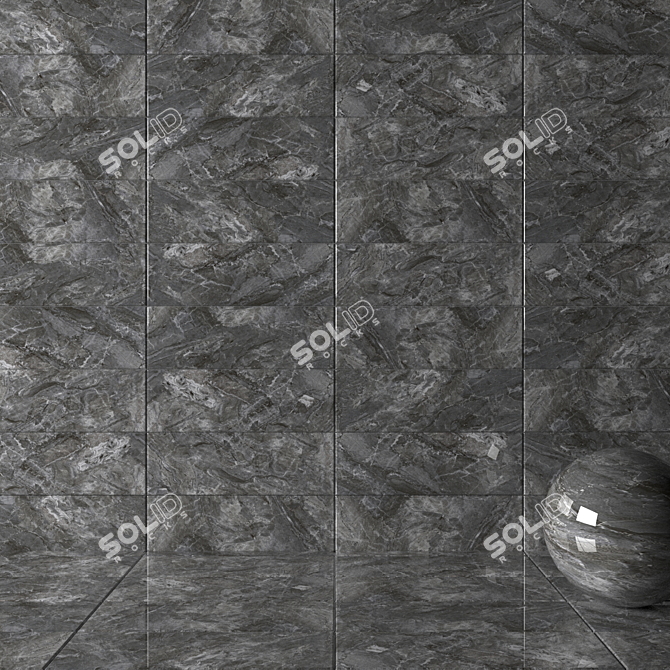 Bergama Anthracite Wall Tiles - Elegantly Detailed Design 3D model image 2