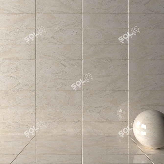 Elegant Bergama Cream Wall Tiles 3D model image 2