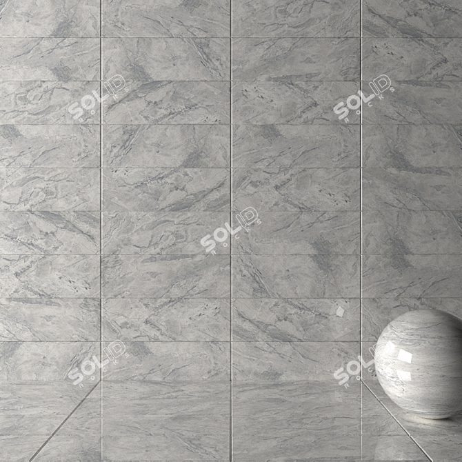 Bergama Gray Wall Tiles: Elegant and Versatile 3D model image 2